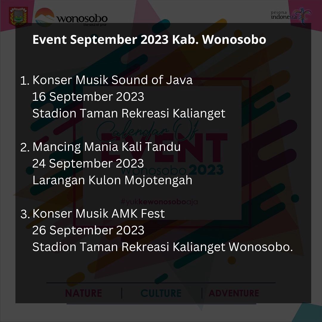 Perubahan Kalendar Event Wonosobo September 2023
